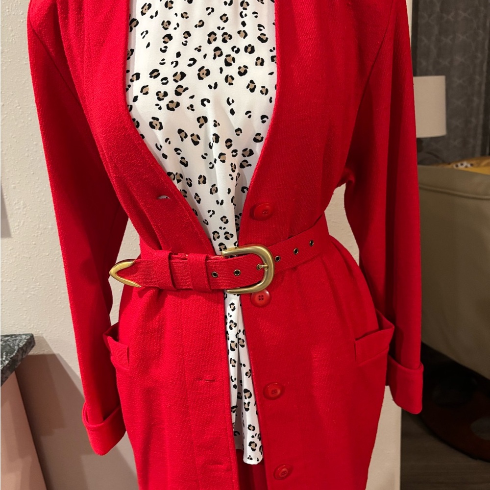 Women's Belted Red Jacket with skirt